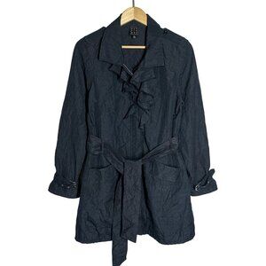 Due Per Due Crinkle Ruffled Zip Up Jacket Womens Size M Belted Whimsigoth Witchy